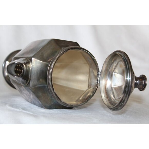 Antique Christofle France silver plated pitcher hot water wood handle art Deco - Picture 4 of 12